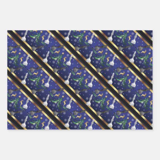 Weihnachten Schachstücke - Schneeflocken, Weihnach Geschenkpapier Set (Vorderseite 3)