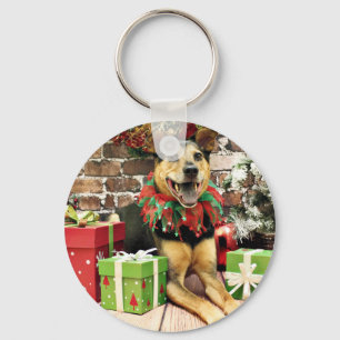 Weihnachten - Schäferhund X - Bailey Schlüsselanhänger