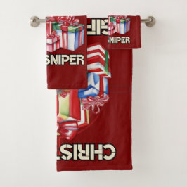 Weihnachten, Scharfschütze, Geschenk, Armee Badhandtuch Set