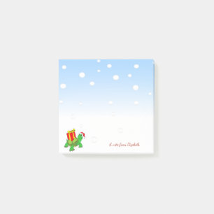 Weihnachten, Schildkröte Santa Hut, Geschenk-Perso Post-it Klebezettel