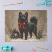 Weihnachten Schipperke Hund mit Red Bow Decoupage Seidenpapier (Basteln)