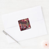 Weihnachten Schlafen Express Restaurant Quadratischer Aufkleber (Umschlag)