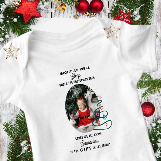 Weihnachten schlafen unter dem Baum Baby erste Wei Baby Strampler