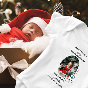Weihnachten schlafen unter dem Baum Baby erste Wei Strampler