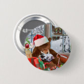 Weihnachten, Schlafenkatze, Teddybär Button (Vorne & Hinten)