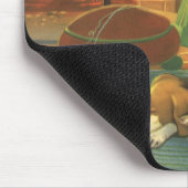 Weihnachten, Schlaftiere am Kamin Mousepad (Ecke)