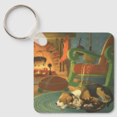 Weihnachten, Schlaftiere am Kamin Schlüsselanhänger (Vorderseite)