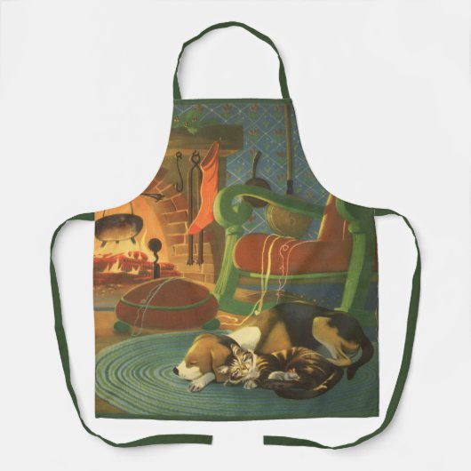 Weihnachten, Schlaftiere am Kamin Schürze (Vorderseite)