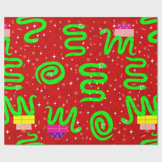 Weihnachten Schlangen Weihnachten Lichter Schneefl Geschenkpapier (Flach)