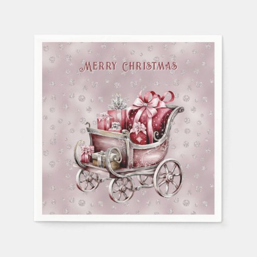 Weihnachten Schlitten mit Geschenken Holiday Napki Serviette (Vorderseite)