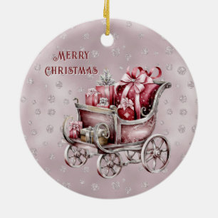 Weihnachten Schlitten mit Geschenken Keramik Ornament