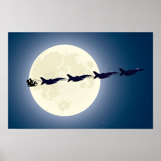 Weihnachten, Schlitten und F-16-Jets Militärweihna Poster (Vorne)