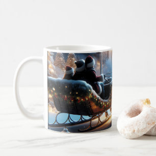 Weihnachten-Schlittenfahrt auf einer schneebedeckt Kaffeetasse