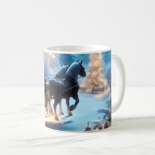 Weihnachten-Schlittenfahrt auf einer schneebedeckt Kaffeetasse (VorderseiteRechts)