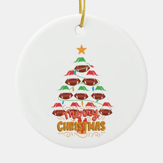 Weihnachten, Schmuck Weihnachtsbaum Rugby Ball 16 Keramik Ornament (Vorne)