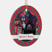 Weihnachten - Schnauzer Apache - Bowen LabraDoodle Keramikornament (Rechts)
