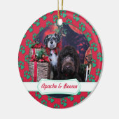 Weihnachten - Schnauzer Apache - Bowen LabraDoodle Keramikornament (Links)