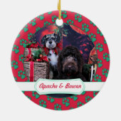 Weihnachten - Schnauzer Apache - Bowen LabraDoodle Keramikornament (Hinten)
