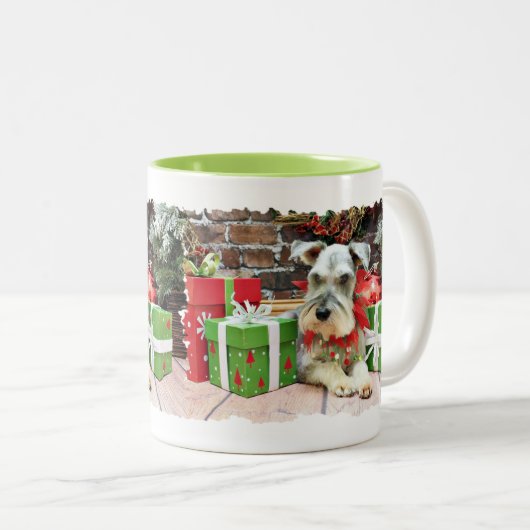 Weihnachten - Schnauzer - Heinz Zweifarbige Tasse (VorderseiteRechts)