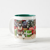 Weihnachten - Schnauzer - Petunie Zweifarbige Tasse (Vorderseite Links)