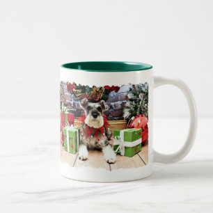 Weihnachten - Schnauzer - Petunie Zweifarbige Tasse