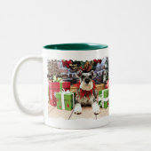Weihnachten - Schnauzer - Petunie Zweifarbige Tasse (Links)