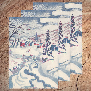 Weihnachten, Schnee mit Winterdorf Geschenkpapier Set