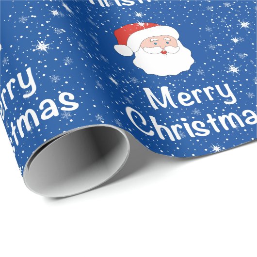 Weihnachten & Schneeflocken auf blauem Hintergrund Geschenkpapier (Rolleneckpunkt)