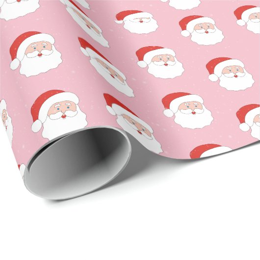 Weihnachten & Schneeflocken auf rosa Hintergrund W Geschenkpapier (Rolleneckpunkt)