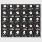 Weihnachten & Schneeflocken auf schwarzem Hintergr Geschenkpapier (Flach)