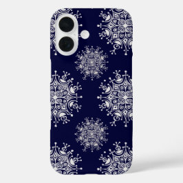 Weihnachten Schneeflocken Blau Blizzard Muster iPhone 16 Hülle