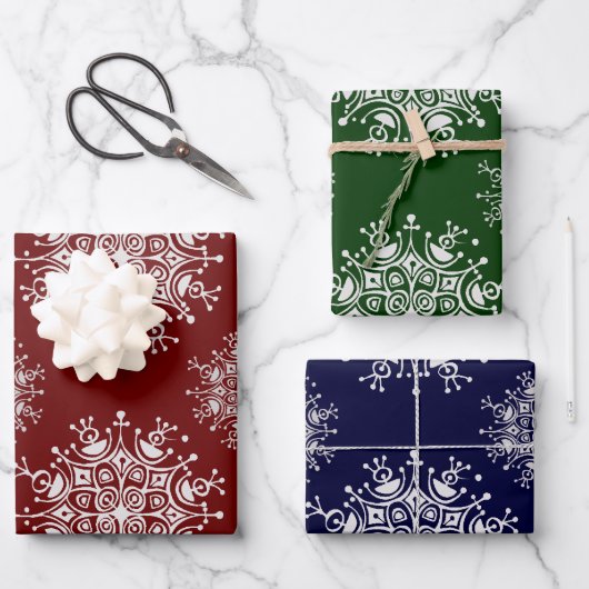 Weihnachten Schneeflocken Blizzard Muster Geschenkpapier Set (Vorderseite)