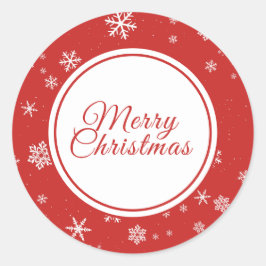 Weihnachten Schneeflocken Frohe Weihnachten Roter  Runder Aufkleber