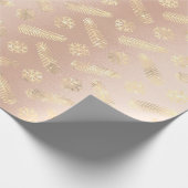 Weihnachten Schneeflocken Gold Rosa Rosa Rosa Geschenkpapier (Ecke)