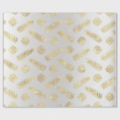 Weihnachten Schneeflocken Grau Silber Gold Geschenkpapier (Flach)