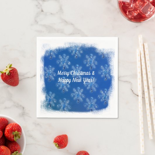Weihnachten, Schneeflocken im Neujahr Serviette (Beispiel)