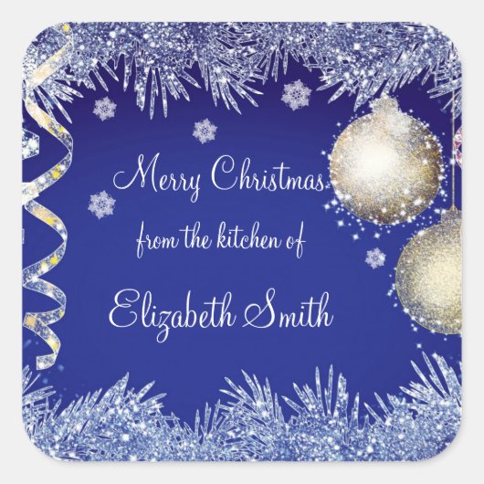 Weihnachten, Schneeflocken, Kekse, Geschenk Quadratischer Aufkleber (Vorderseite)