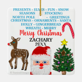 Weihnachten Schneeflocken Mini 15 Word Puzzle Name Keramikornament