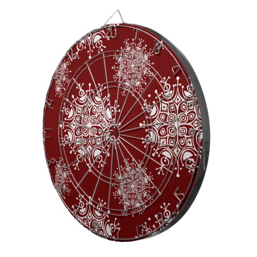 Weihnachten Schneeflocken Rotes Blizzard Muster Dartscheibe (Vorderseite rechts)
