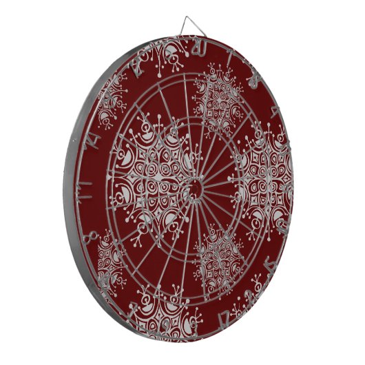 Weihnachten Schneeflocken Rotes Blizzard Muster Dartscheibe (Vorderseite Links)
