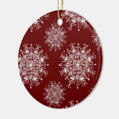 Weihnachten Schneeflocken Rotes Blizzard Muster Keramikornament (Links)