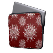 Weihnachten Schneeflocken Rotes Blizzard Muster Laptopschutzhülle (Vorderseite Links)
