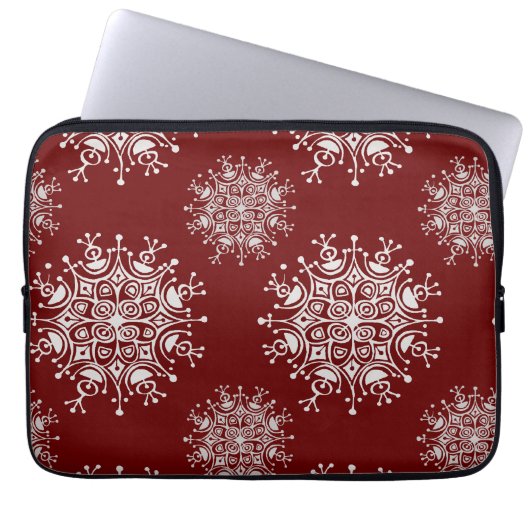 Weihnachten Schneeflocken Rotes Blizzard Muster Laptopschutzhülle (Vorderseite)