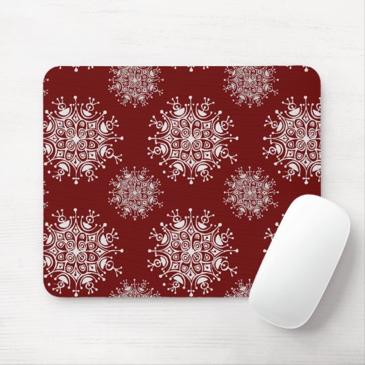 Weihnachten Schneeflocken Rotes Blizzard Muster Mousepad (Mit Mouse)