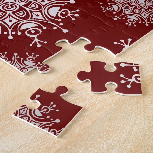 Weihnachten Schneeflocken Rotes Blizzard Muster Puzzle (Seite)