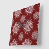 Weihnachten Schneeflocken Rotes Blizzard Muster Quadratische Wanduhr (Winkel)