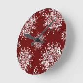 Weihnachten Schneeflocken Rotes Blizzard Muster Runde Wanduhr (Winkel)