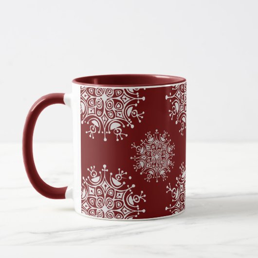 Weihnachten Schneeflocken Rotes Blizzard Muster Tasse (Links)