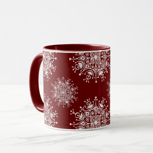 Weihnachten Schneeflocken Rotes Blizzard Muster Tasse (Vorderseite Links)