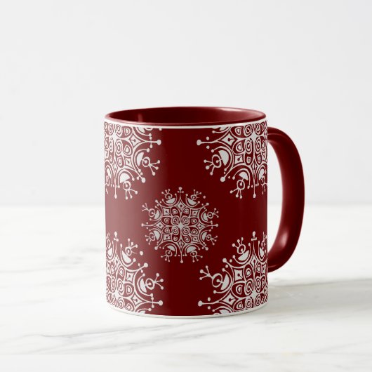 Weihnachten Schneeflocken Rotes Blizzard Muster Tasse (VorderseiteRechts)